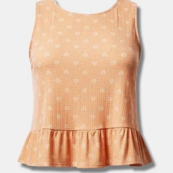 TORRID Texture Knit High Neck Ruffle Crop Top Peach Bloom Sleeveless NWT 4 4X - Picture 4 of 8